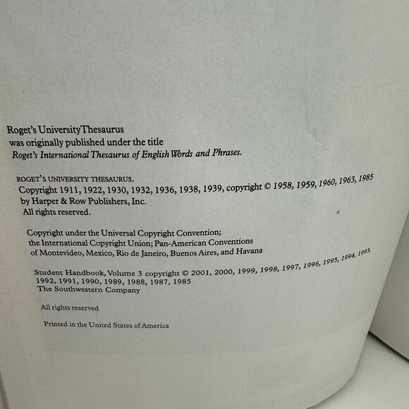 Student Handbook Volume 3 With Rogets University Thesaurus Southwestern Company - Picture 5 of 5